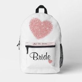 Bride White Wedding Date mit rosa Herz Bedruckter Rucksack