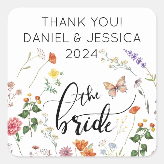 Bride Wild Blume Vintage Wedding Sticker (Vorderseite)