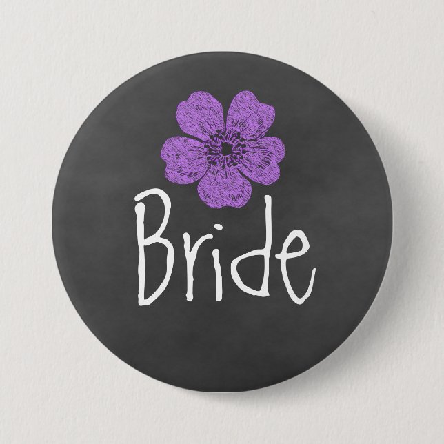 Bride Wild Lila Rose Chalkboard Button (Vorderseite)