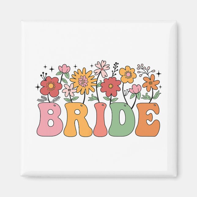 Bride Wildblume Floral Brautparty Wedding Bache Magnet (Vorne)