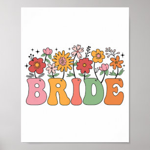 Bride Wildblume Floral Brautparty Wedding Bache Poster