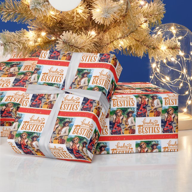 Brides Besties Modernes Foto Hochzeit Brautsmaid Geschenkpapier (Feiertage)