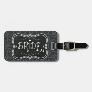 Bride's Damask Blackboard Luggage Tag Gepäckanhänger