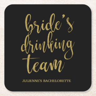 Bride's Drinking Team Lieblicher Glitzer Bachelore Rechteckiger Pappuntersetzer