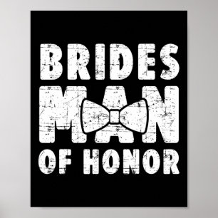 Brides Man of Honour Wedding T-Shirt Bachelor Bach Poster