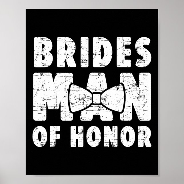 Brides Man of Honour Wedding T-Shirt Bachelor Bach Poster (Vorne)