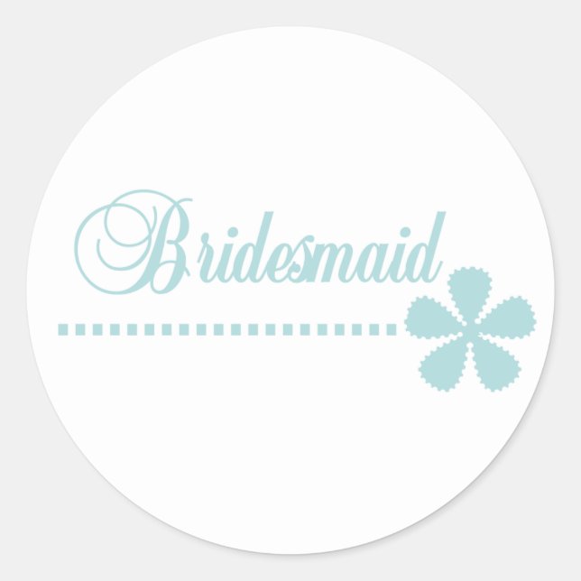 Bridesmaid Aquamarin Elegante Runder Aufkleber (Vorderseite)