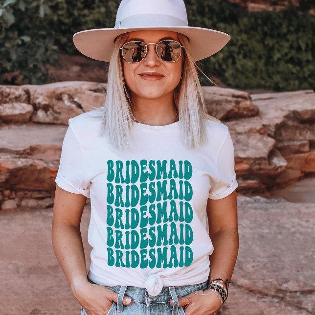 Bridesmaid Aquamarin Personalisiert Matching-Braut T-Shirt (Von Creator hochgeladen)