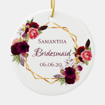 Bridesmaid Aquarellblumen bordeauxrot weiß