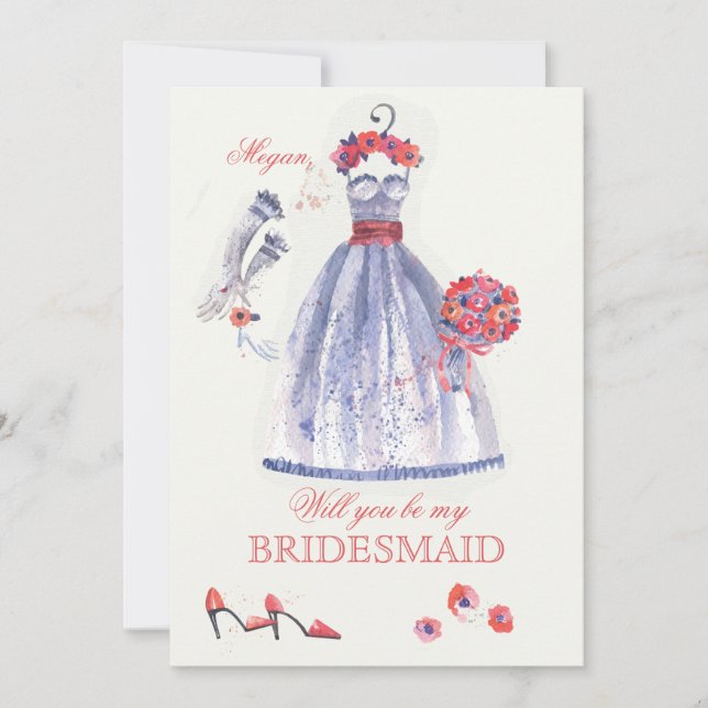 Bridesmaid AtReifen Card Einladung (Vorderseite)