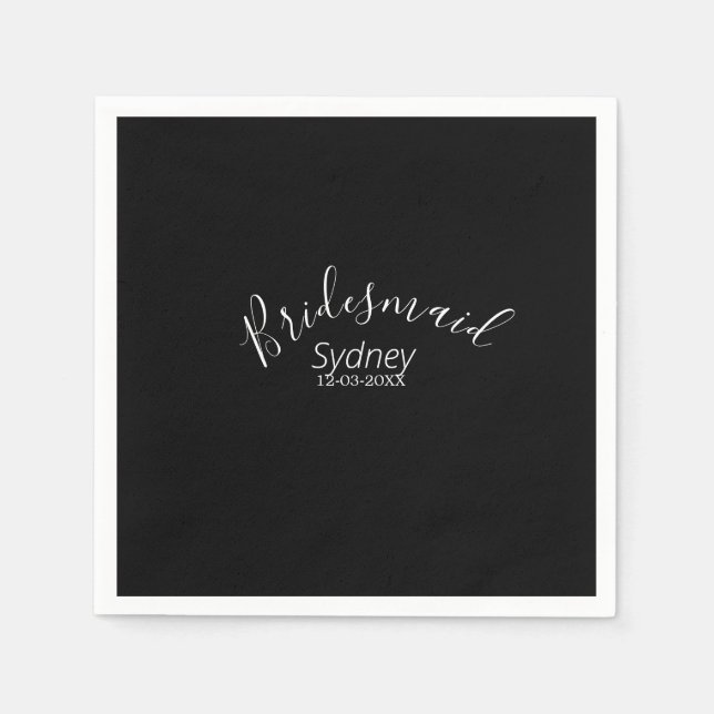 Bridesmaid bachelorette party add name modern  serviette (Vorderseite)