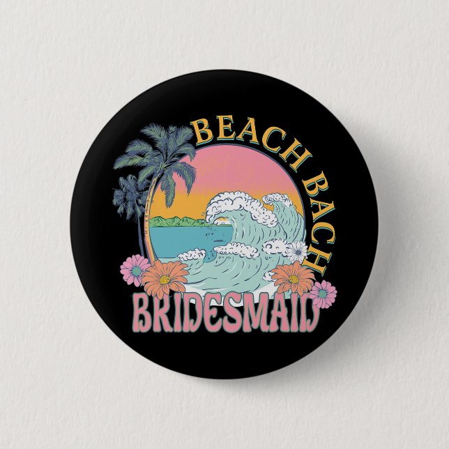 Bridesmaid Beach Bach Bride Squad Retro Bacheloret Button (Vorderseite)