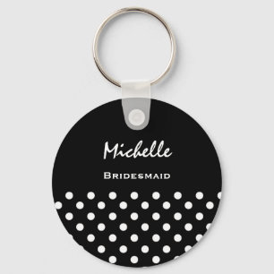 Bridesmaid Black and White Polka Dots Schlüsselanhänger