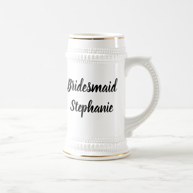 Bridesmaid Black Elegant Script Geschenke Hochzeit Bierglas (Rechts)