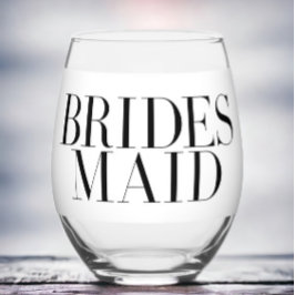 Bridesmaid Black Modern Elegant Personalisiert Weinglas Ohne Stiel