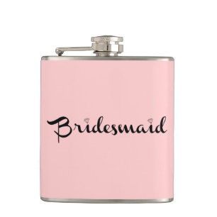 Bridesmaid Black on Pink Flachmann