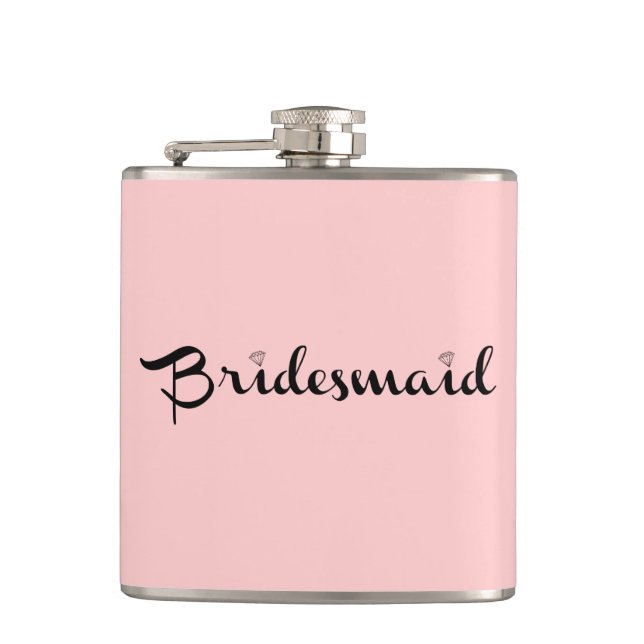 Bridesmaid Black on Pink Flachmann (Vorderseite)