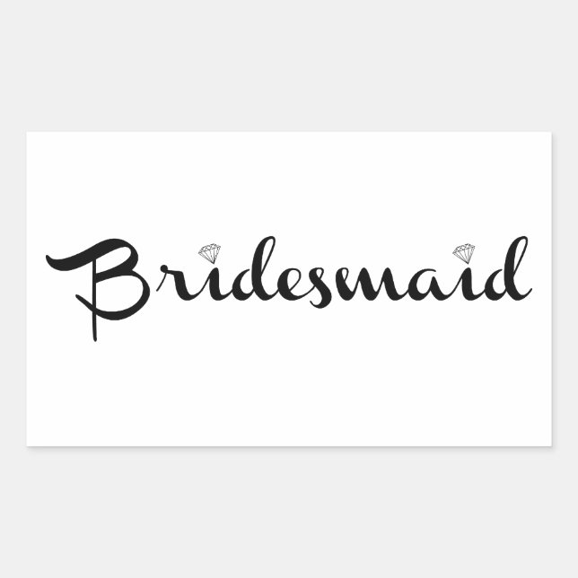 Bridesmaid Black on White Rechteckiger Aufkleber (Vorderseite)