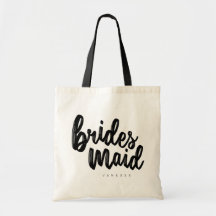 Bridesmaid Black Script Tote Bag - Anpassbar
