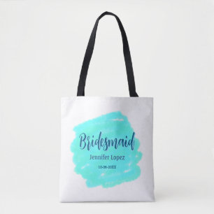 Bridesmaid blau grün Aquarellfarbe Name Datum ange