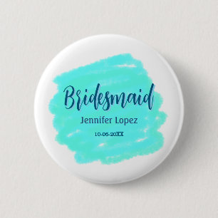 Bridesmaid blau grün Aquarellfarbe Name Datum ange Button