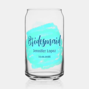 Bridesmaid blau grün Aquarellfarbe Name Datum ange Dosenglas