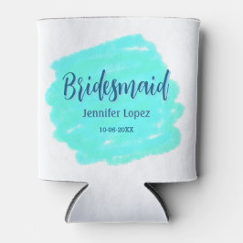 Bridesmaid blau grün Aquarellfarbe Name Datum ange Dosenkühler
