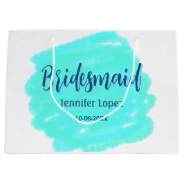 Bridesmaid blau grün Aquarellfarbe Name Datum ange Große Geschenktüte