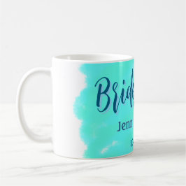 Bridesmaid blau grün Aquarellfarbe Name Datum ange Kaffeetasse
