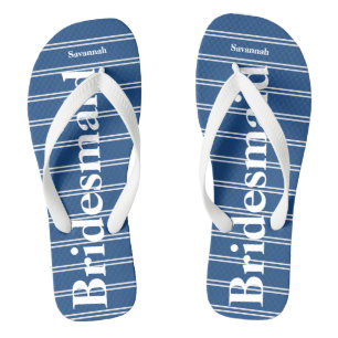 Bridesmaid Blau oder ein beliebiges Farbstreifenmu Flip Flops
