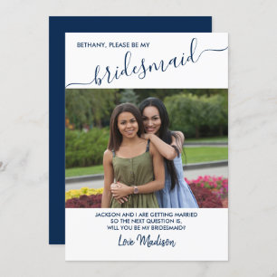 Bridesmaid Blue-White-Foto-Vorschlagskarte Einladung