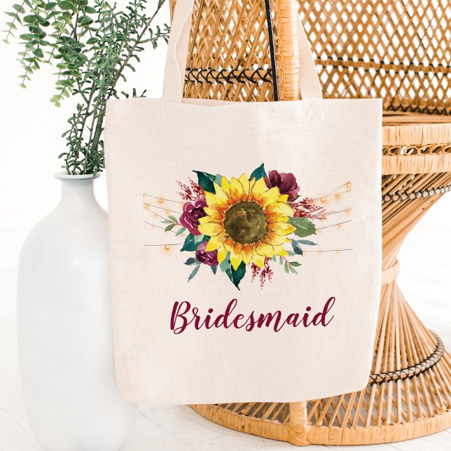 Bridesmaid Blumen Sonnenblumen String Lights Tragetasche (Von Creator hochgeladen)