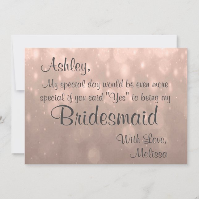 Bridesmaid | Blush Bokeh Einladung (Vorderseite)