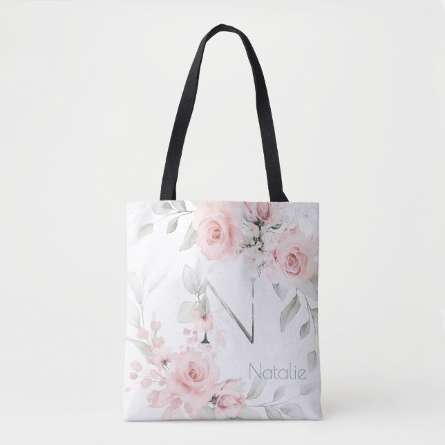 Bridesmaid Blush Pink Rose Monogram Letter N (Vorderseite)