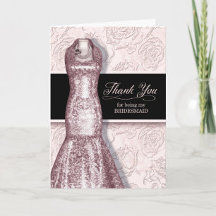 Bridesmaid Blush Pink Wedding Dankeskarte