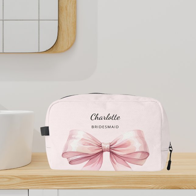 Bridesmaid-Bogen rosa eleganter Name Waschbeutel (Von Creator hochgeladen)
