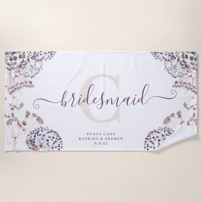 Bridesmaid Boho Beach Handtuch (Vorderseite)