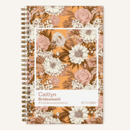 Bridesmaid Boho Orange and Peach Floral Pattern Notizbuch