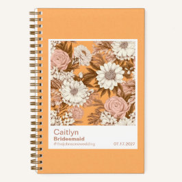 Bridesmaid Boho Orange and Peach Floral Pattern Notizbuch