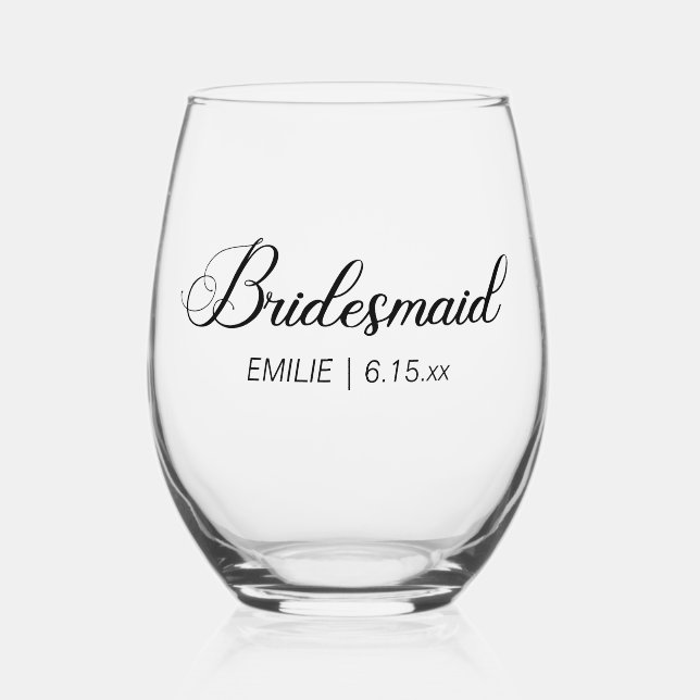 Bridesmaid Brautparty Bachelorette Wochenende Weinglas Ohne Stiel (Vorderseite)