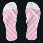 Bridesmaid, Bridal, Wedding, Pink Niedlich Flip Flops<br><div class="desc">Dieses elegante Textdesign Bridesmaid mit silberner Blume und rosa-weißen Streifen sieht auf diesen Flip-Flops niedlich aus. Design von Inge Lewis. Perfekte Geschenke für die Brautpartys,  Junggeselinnen-Abschied und Brautpartys. Weitere passende Artikel finden Sie auf der Online-Boutique ingeinc.com.</div>