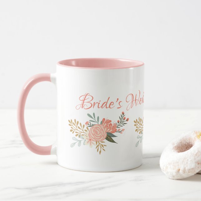 Bridesmaid/Bride Whimsikrosa Blumendesign Tasse (Mit Donut)