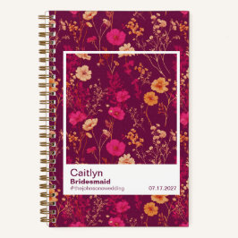 Bridesmaid Burgundy Floral Pattern Swatch Notizbuch