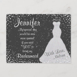 Bridesmaid Chalkboard Confetti Einladungspostkarte