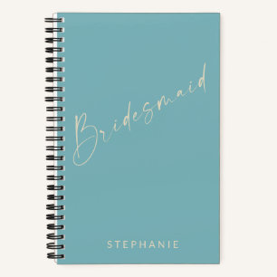 Bridesmaid Chic Minimalistisch Personalisiert Aqua Notizbuch