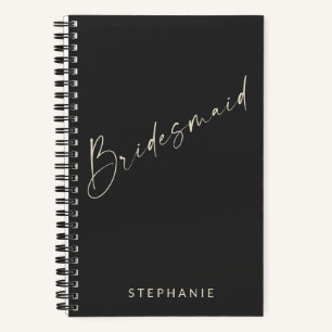 Bridesmaid Chic Minimalistisch Personalisiert Blac Notizbuch