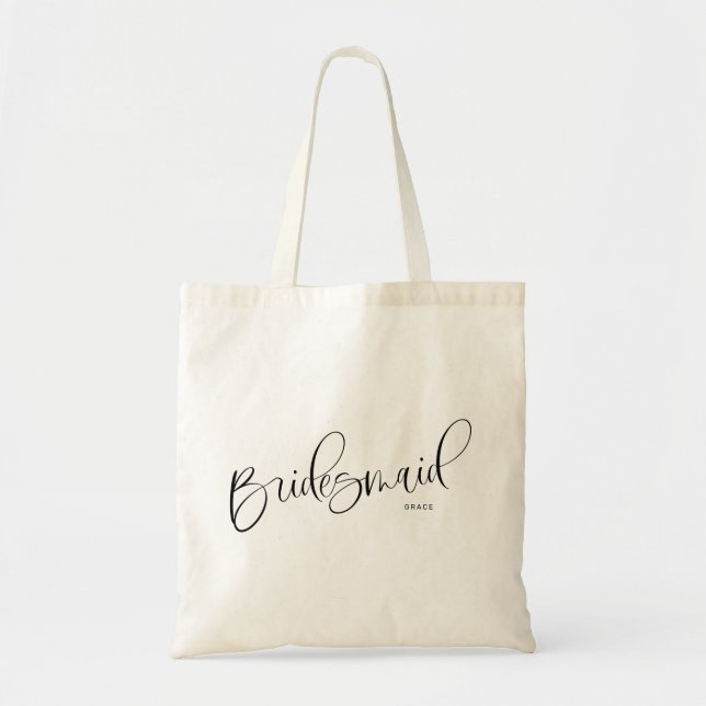 Bridesmaid Chic Script Personalized Tote Bag Tragetasche (Vorne)