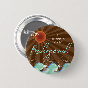 BRIDESMAID Cool Waves & Sun Beach Wedding Button