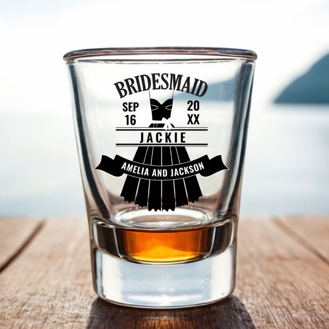 Bridesmaid Custom Dress Gastgeschenk Hochzeit Shoo Schnapsglas (Bridesmaid Dress Custom Wedding Shot Glass Gift)