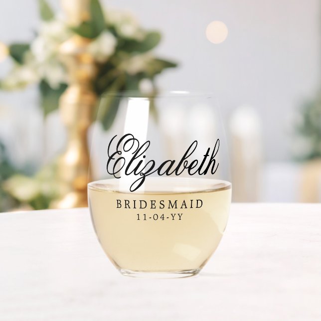 Bridesmaid Custom Personalisiert Name Wedding Part Weinglas Ohne Stiel (Insitu (Hochzeit))